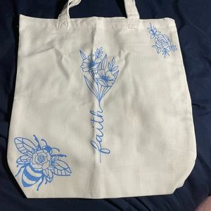 Small white and blue tote bag